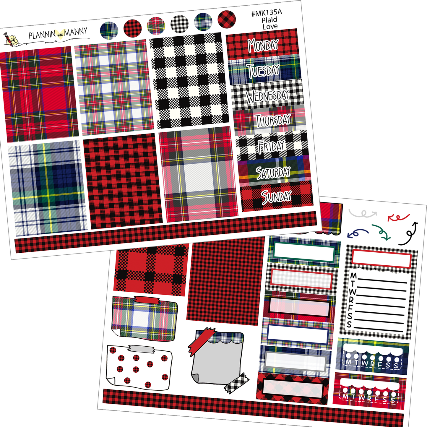 MK135- Plaid Love Vertical & Horizontal Weekly Kits