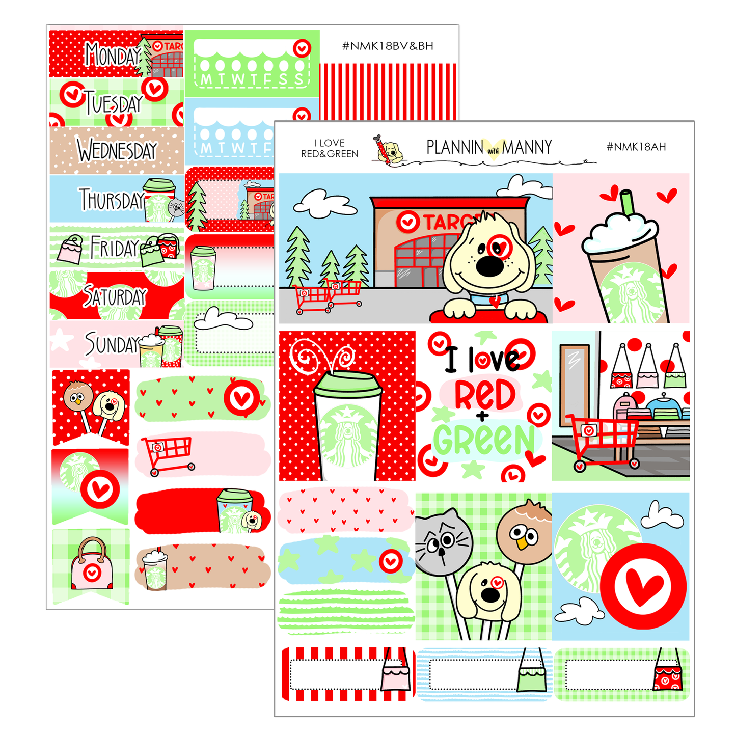 NMK18AH HORIZONTAL I Love Red&Green Weekly Planner Kit