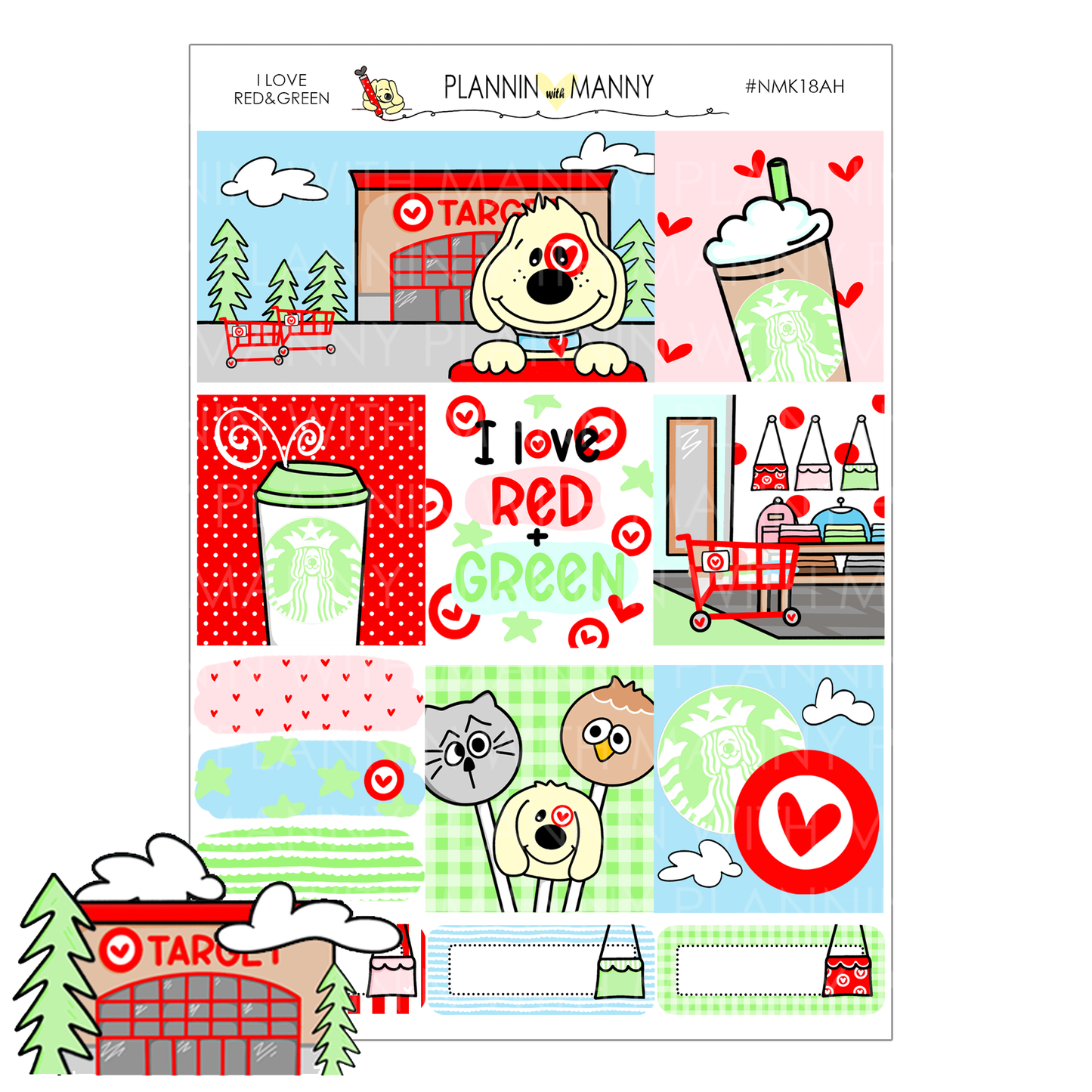 NMK18AH HORIZONTAL I Love Red&Green Weekly Planner Kit