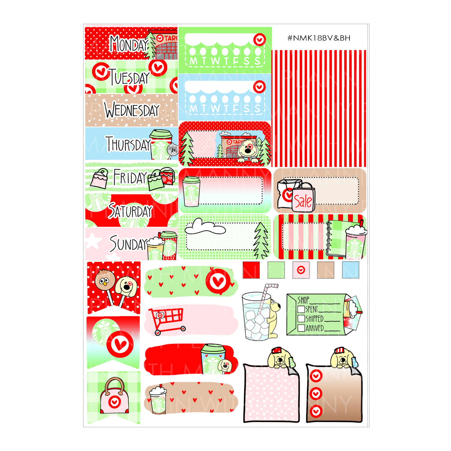 NMK18AH HORIZONTAL I Love Red&Green Weekly Planner Kit