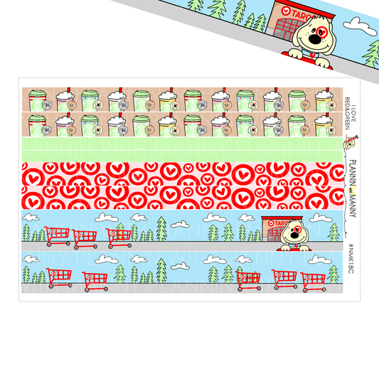 NMK18C- I Love Red&Green Washi Sticker Sheet