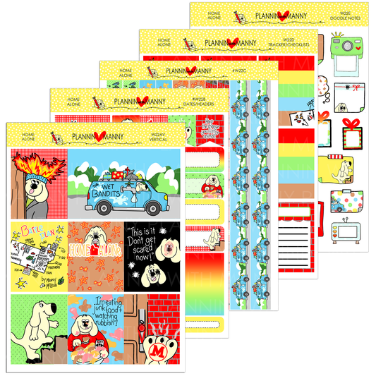 W22AV, HOME ALONE Vertical Weeks Planner Stickers