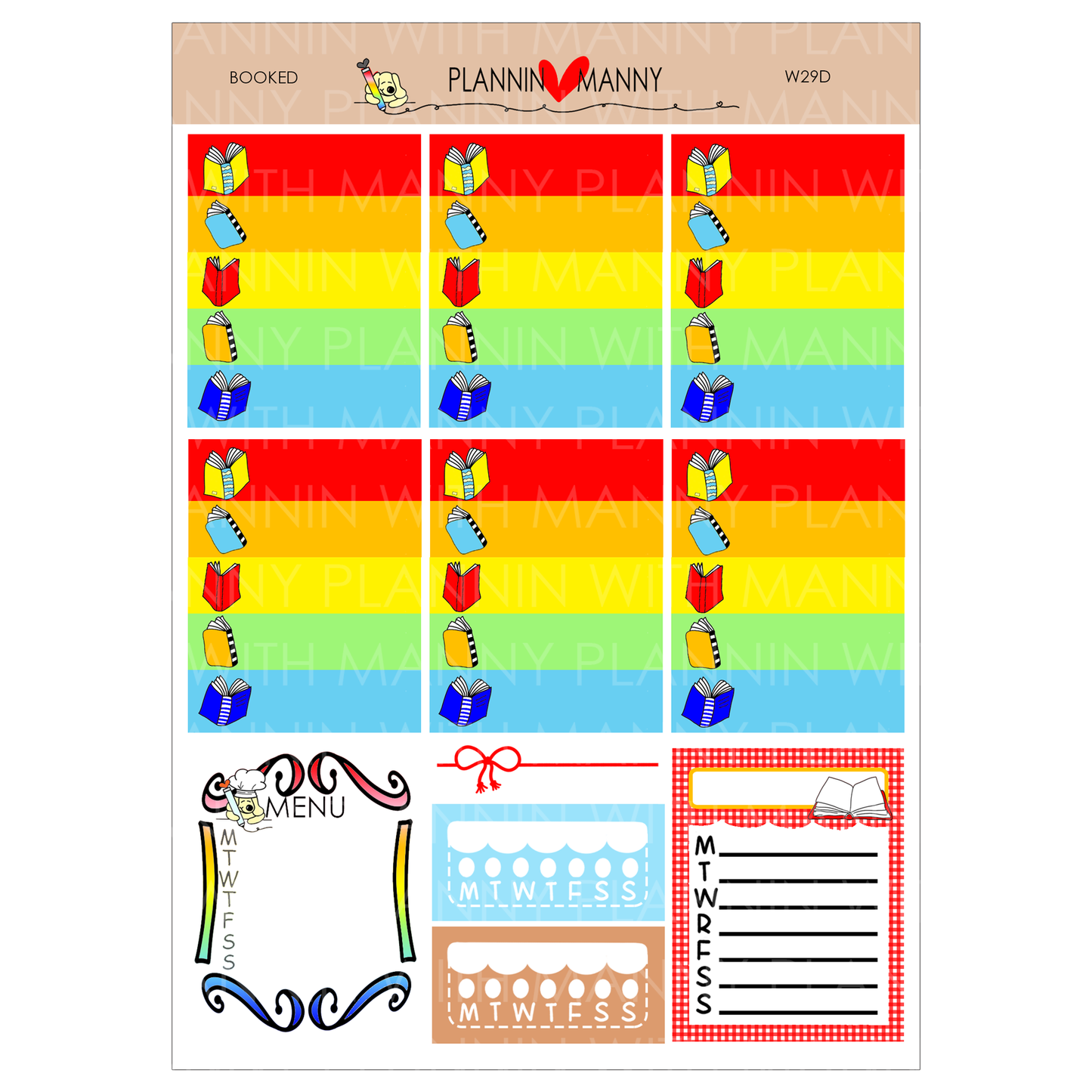 W29 VERTICAL Weekly Kit - I'm Booked Collection 5 Pg, Mega, or MegaPlus Kit