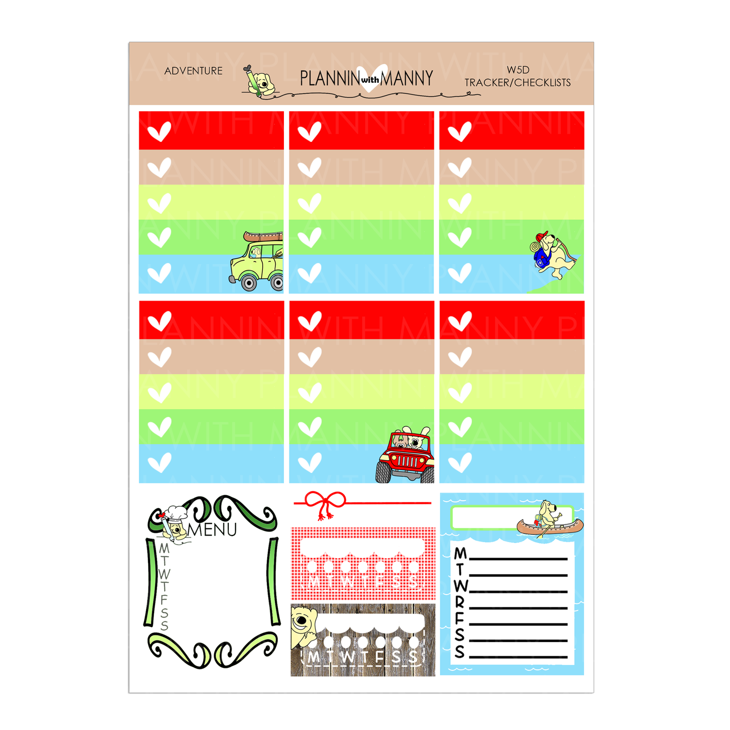 W5D ADVENTURE TRACKER Planner Stickers