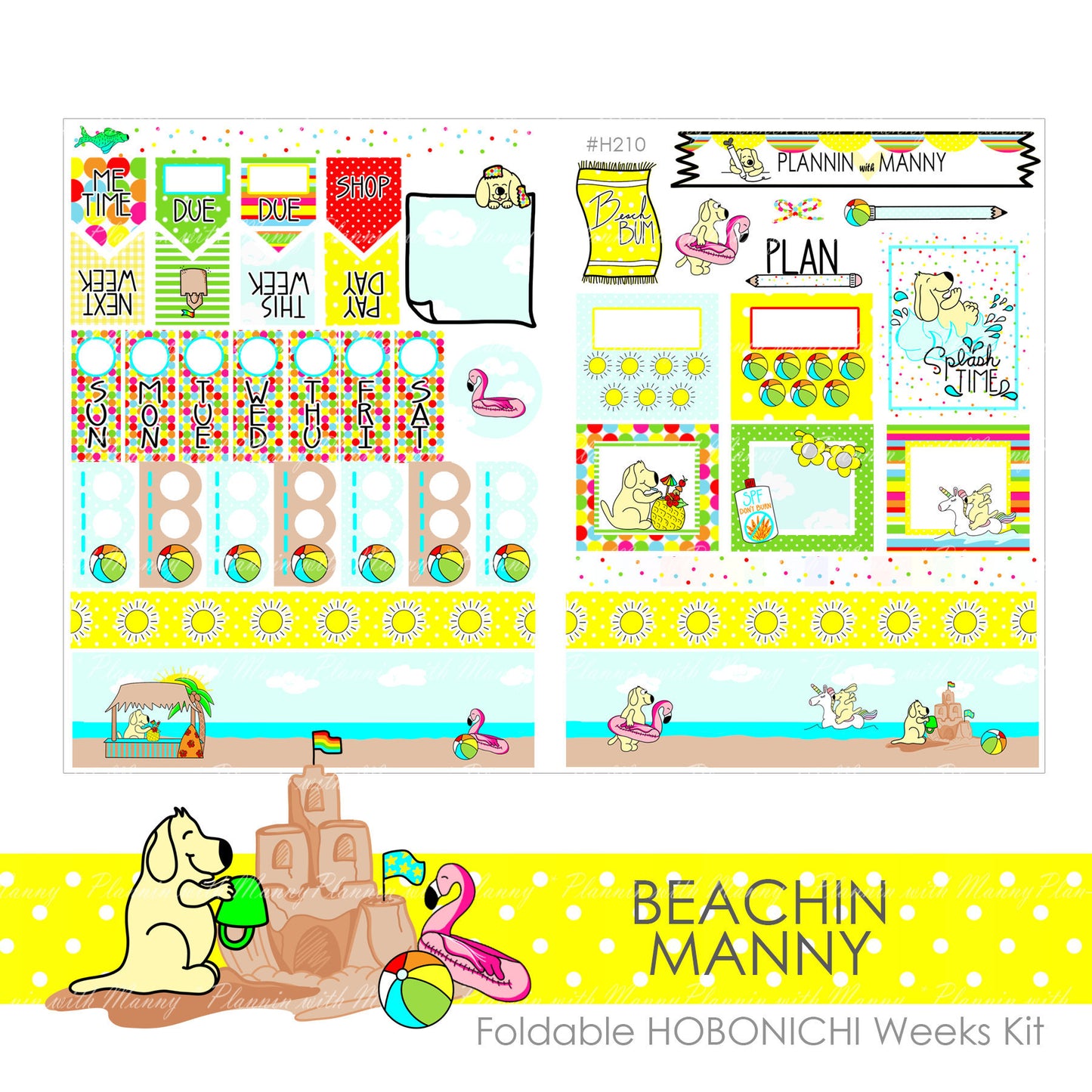 H210 HOBONICHI Weekly Planner Stickers - Beachin Collection