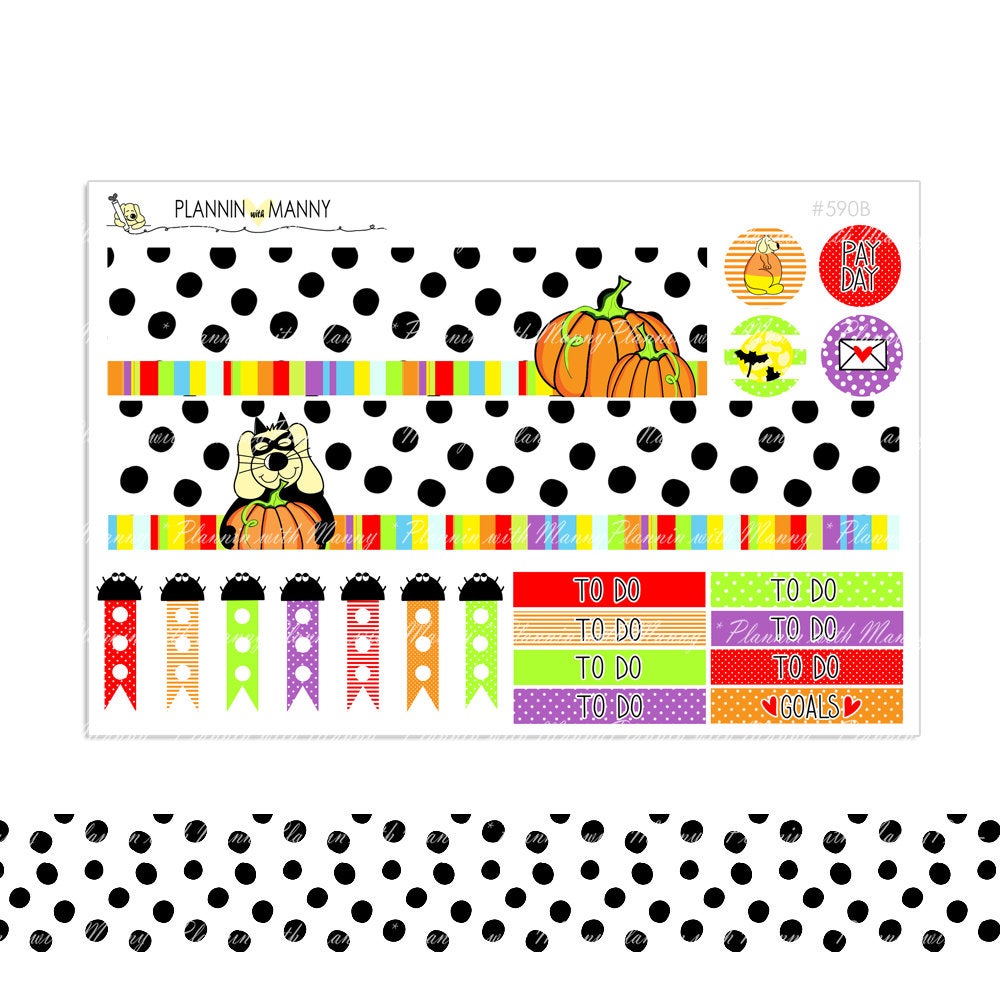 590 Vertical Weekly Planner Stickers - Spook City Collection