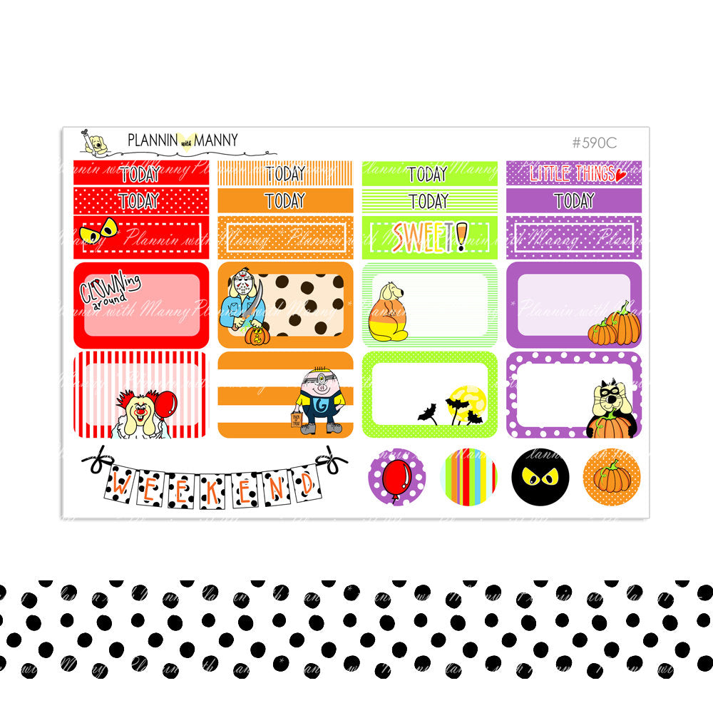 590 Vertical Weekly Planner Stickers - Spook City Collection