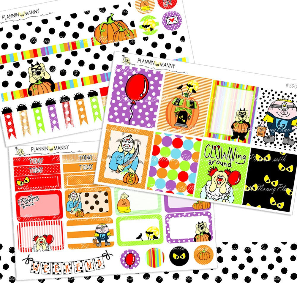 590 Vertical Weekly Planner Stickers - Spook City Collection