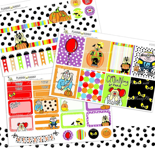 590 Vertical Weekly Planner Stickers - Spook City Collection