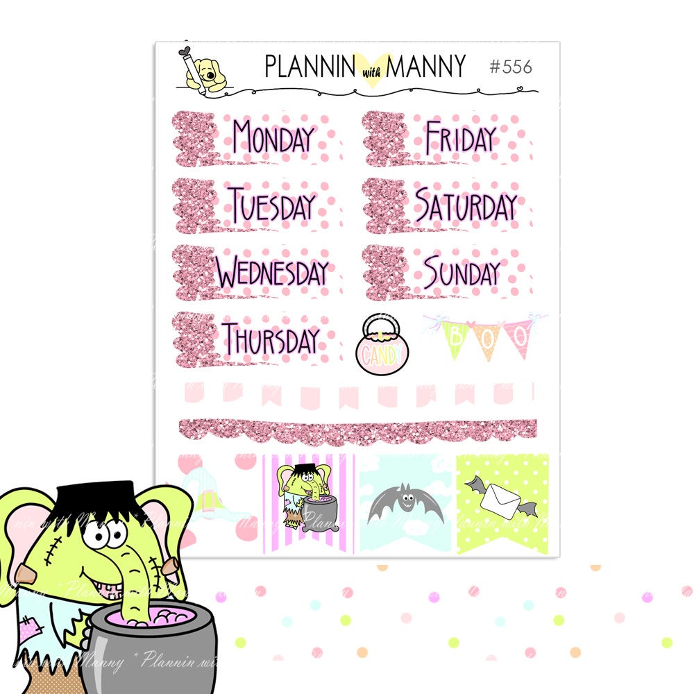 580 MEGA kits VERTCIAL Weekly Planner Stickers -Boo Crew Collection