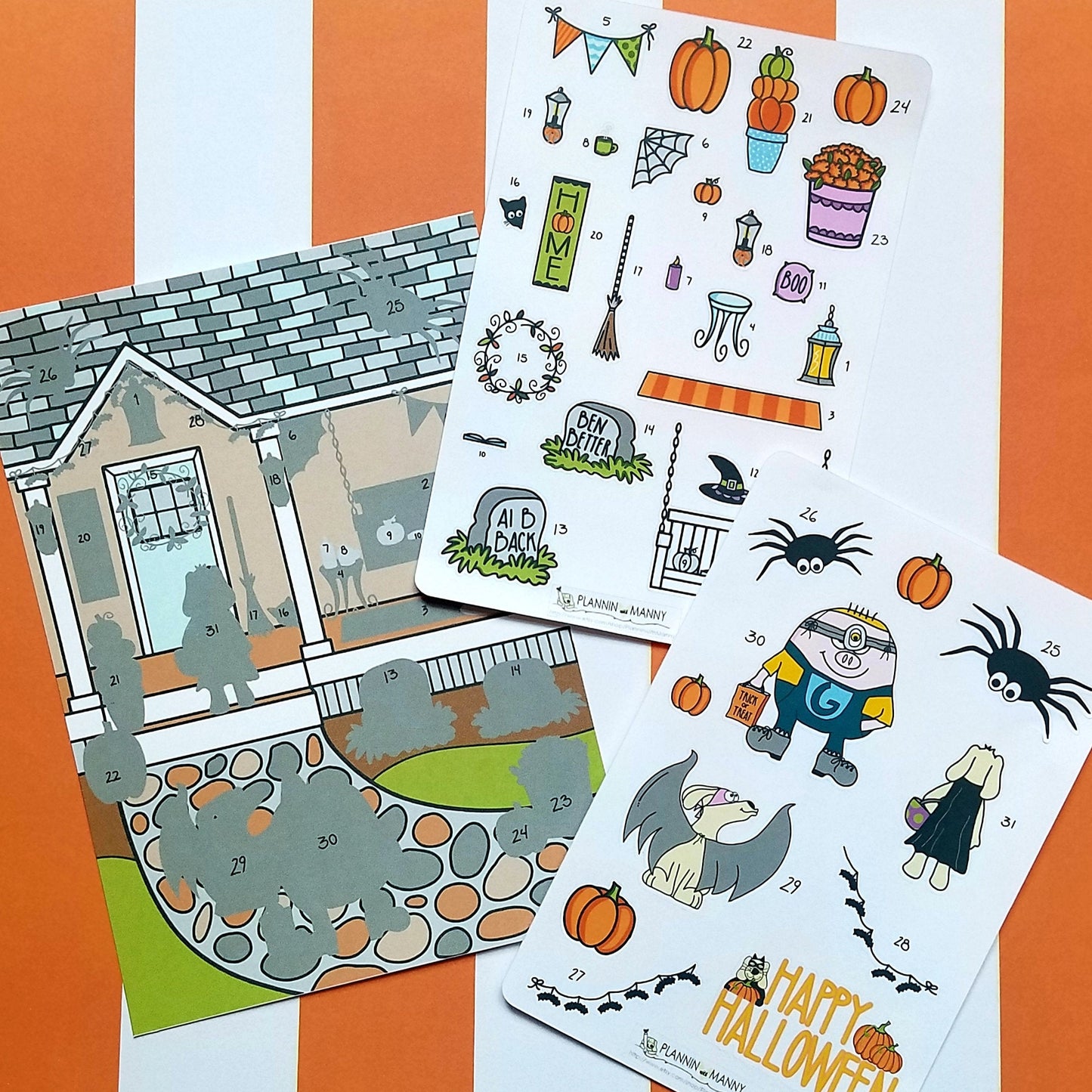 604 HALLOWEEN Countdown Advent Calendar Stickers & Dashboard