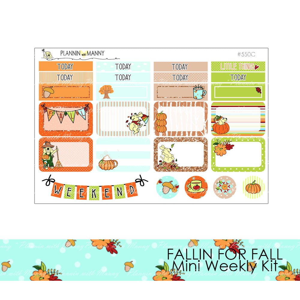 550 VERTCIAL Weekly Planner Stickers - Fallin for Fall Collection