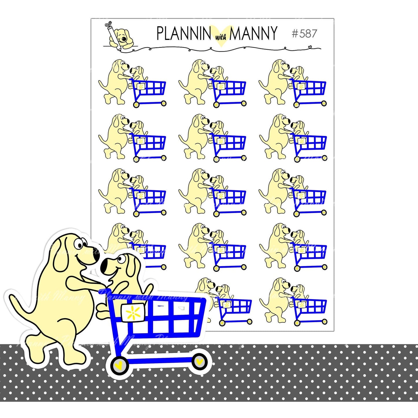 587 Blue or Red Shopping Cart Planner Stickers