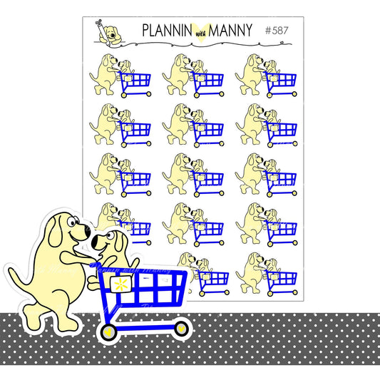 587 Blue or Red Shopping Cart Planner Stickers