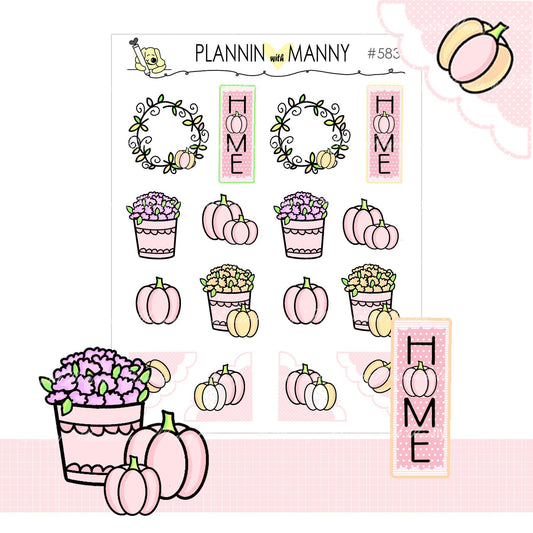 583 - Pink Pumpkin Home Planner Stickers