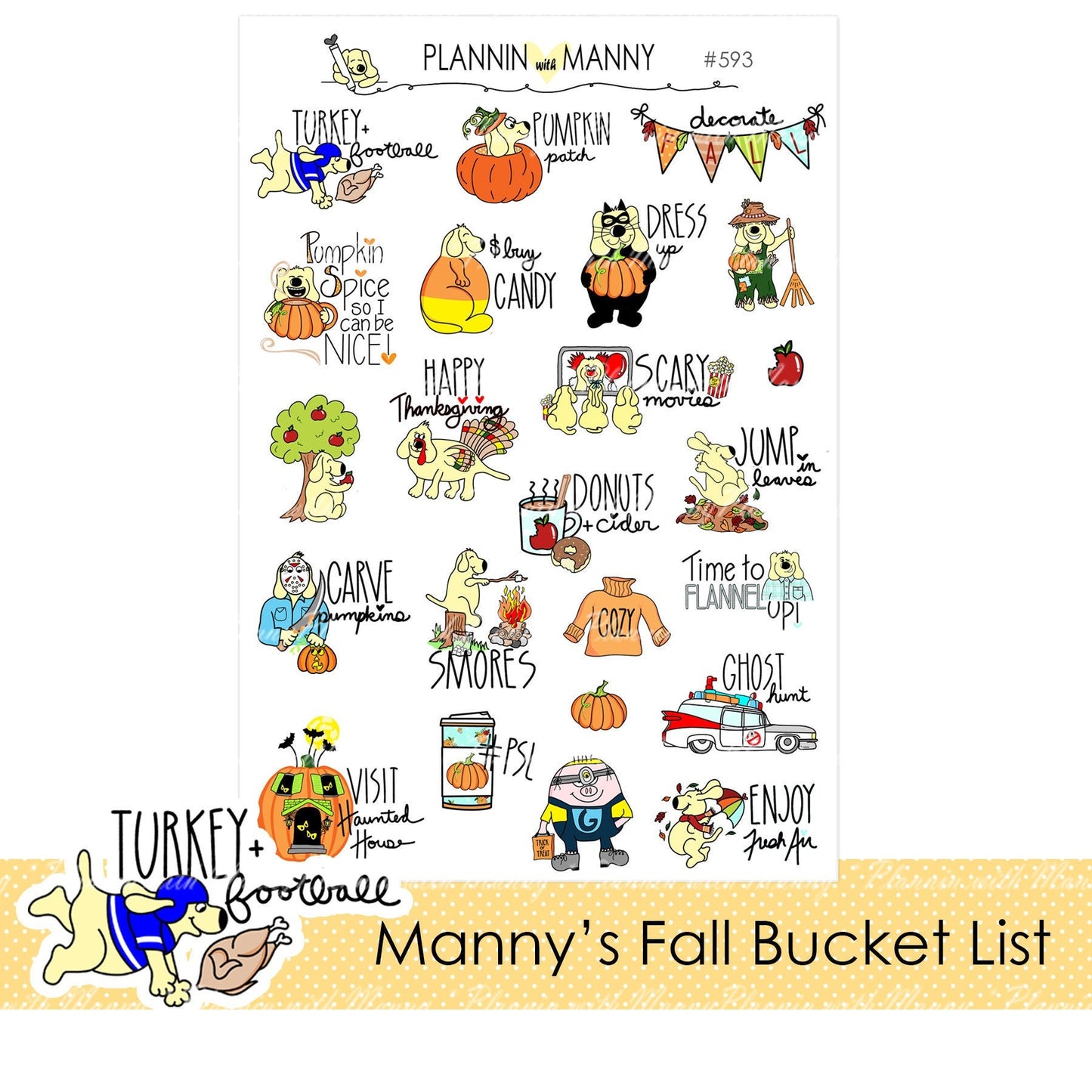 593 MANNY'S FALL BUCKET List Planner & Calendar Stickers