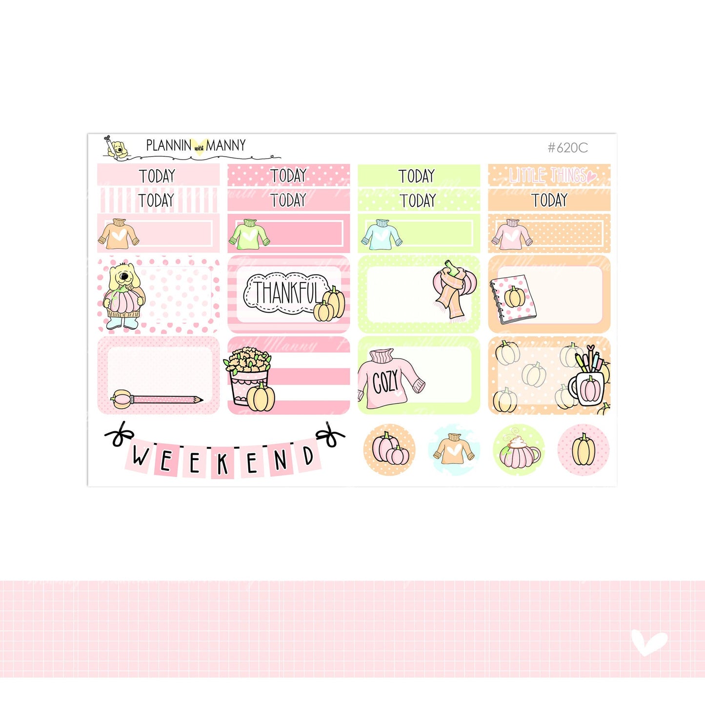 620 VERTCIAL Weekly Planner Stickers - Pretty in Pink Collection