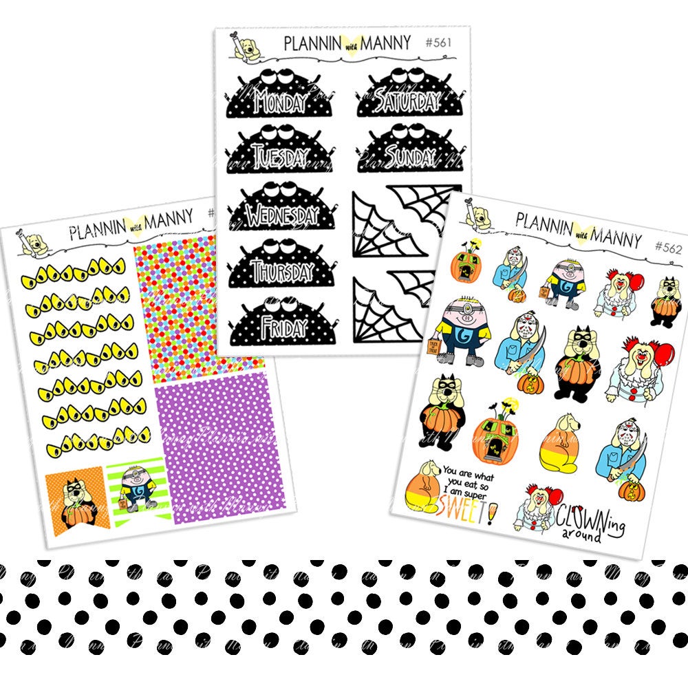 590 Vertical Weekly Planner Stickers - Spook City Collection