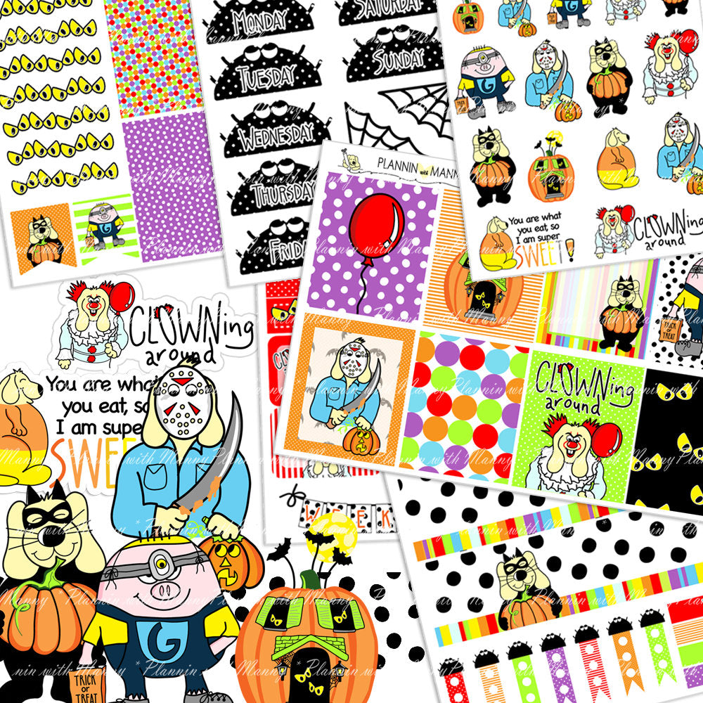 590 Vertical Weekly Planner Stickers - Spook City Collection