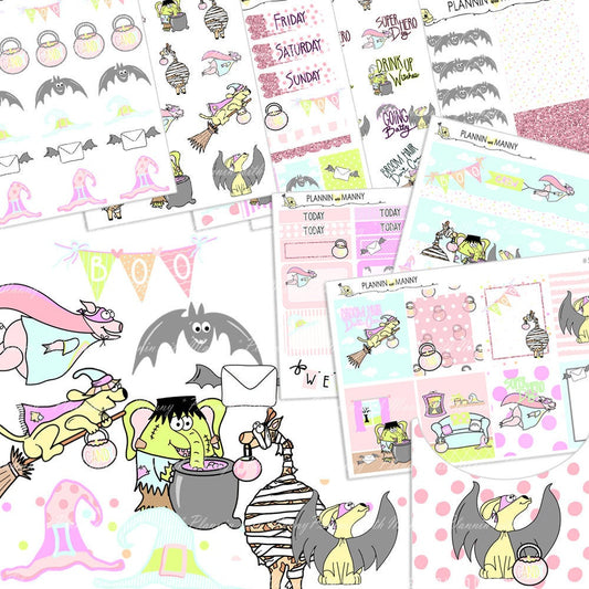 580 MEGA kits VERTCIAL Weekly Planner Stickers -Boo Crew Collection