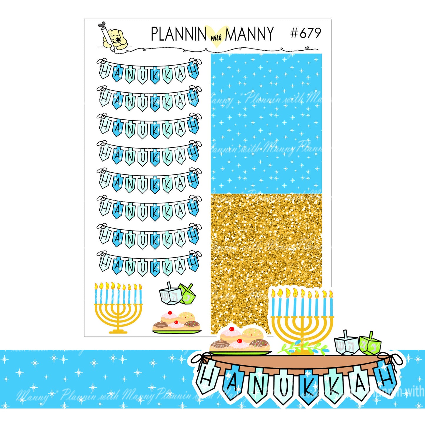 679 Hanukkah Header Planner Stickers