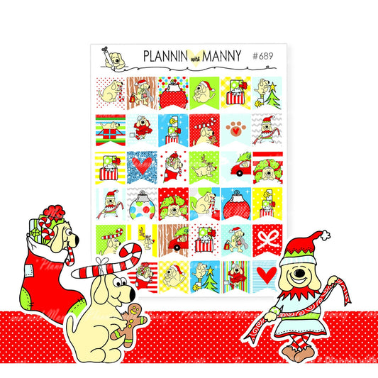 688 MERRY MANNY Christmas Flag Planner Stickers