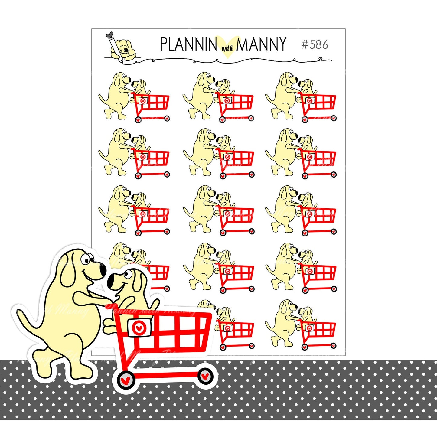 587 Blue or Red Shopping Cart Planner Stickers