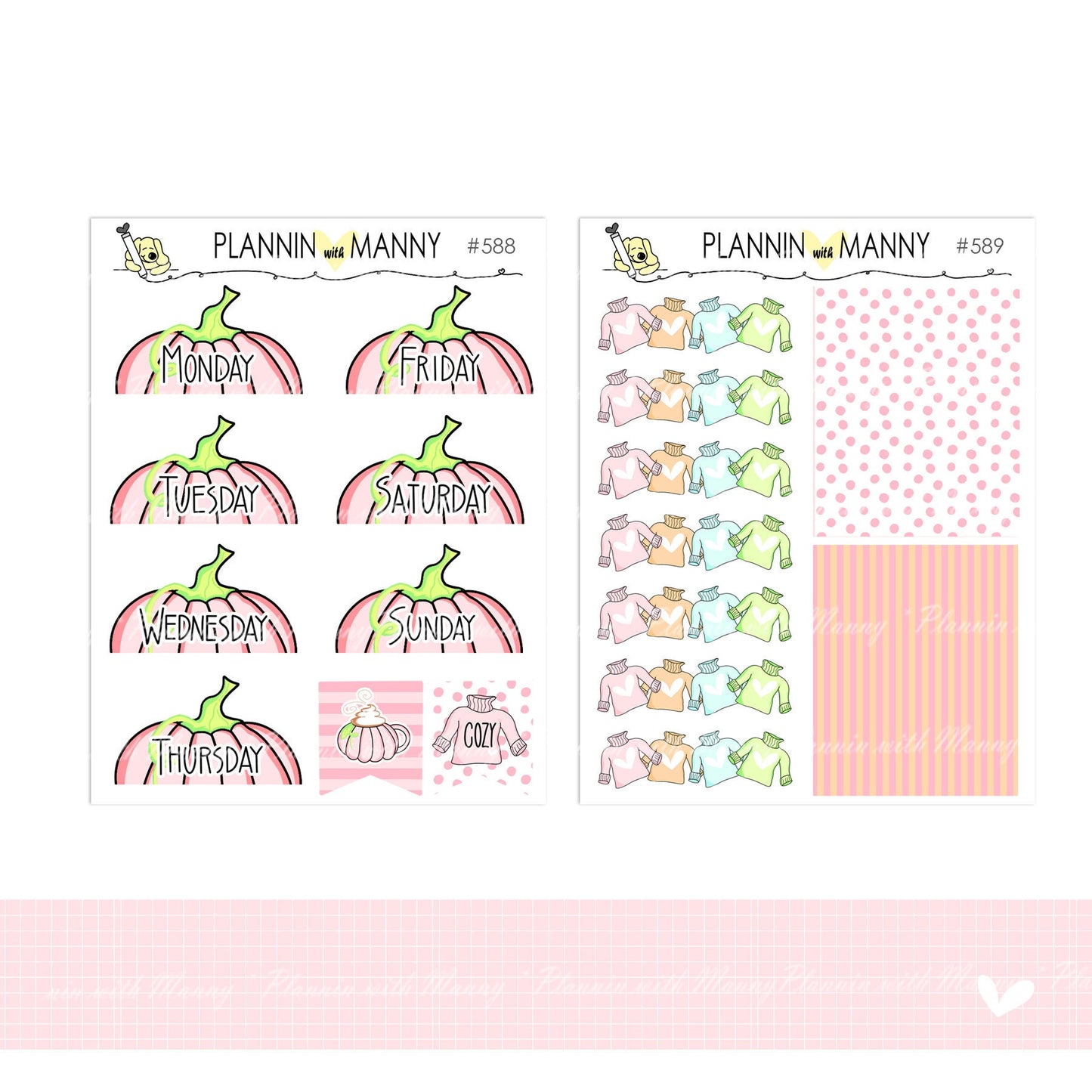 620 VERTCIAL Weekly Planner Stickers - Pretty in Pink Collection