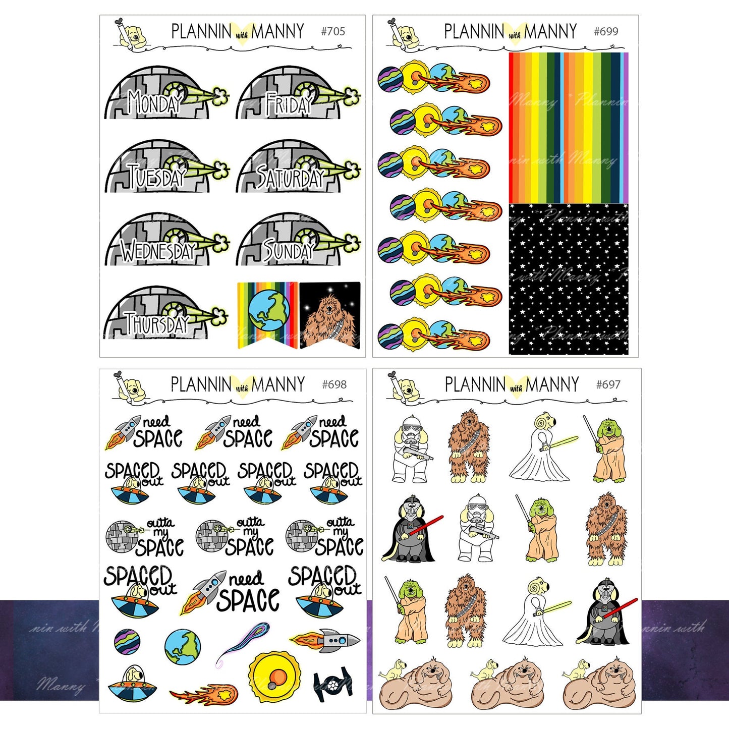 720 KIT,MEGA FORCE Kit, Ec Vertical Set, Space Planner Stickers, Dog Planner Stickers, Hand Drawn Stickers,Ec Weekly Kits