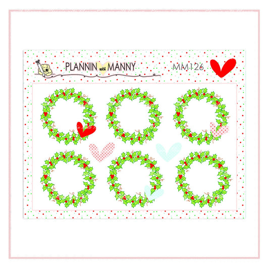 MM126 MICRO Write In Wreath Planner Stickers - Jolly Collection