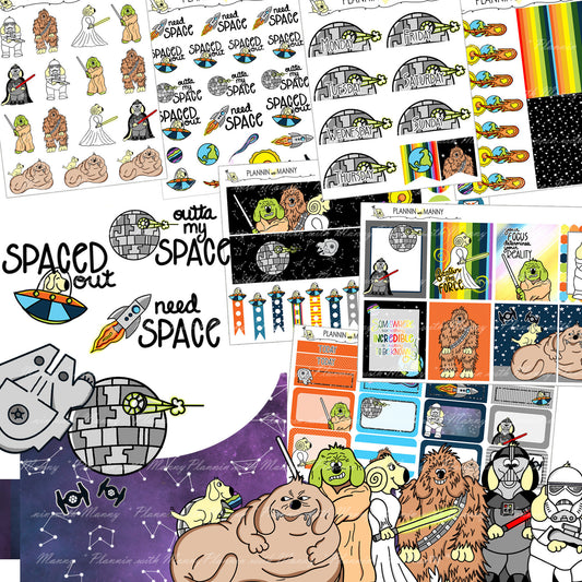 720 KIT,MEGA FORCE Kit, Ec Vertical Set, Space Planner Stickers, Dog Planner Stickers, Hand Drawn Stickers,Ec Weekly Kits