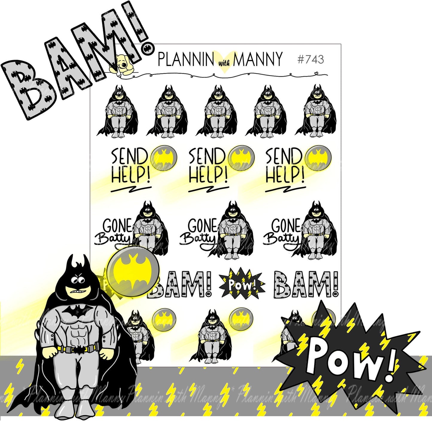 743 FEELIN BATTY Planner Stickers - Puppy Power Collection