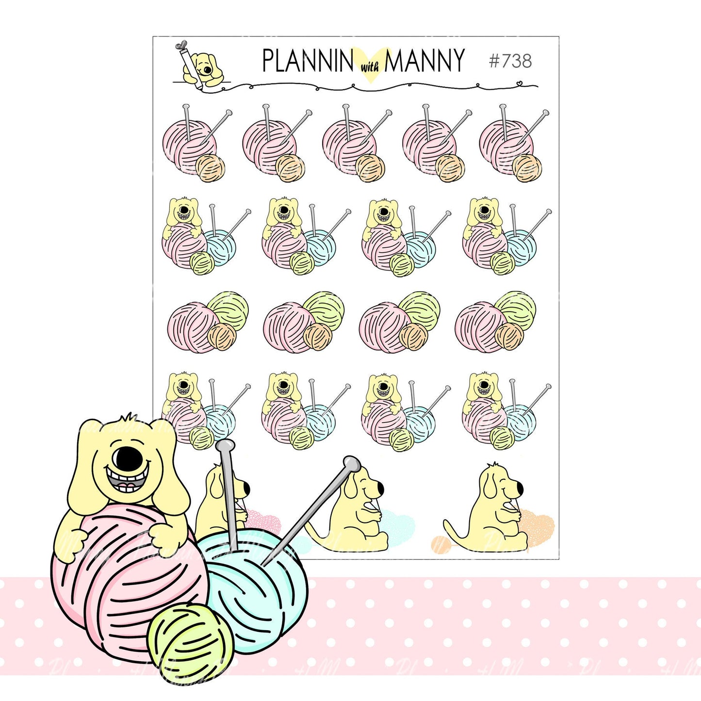 738, KNITTING PLANNER STICKERS, Knit Planner Stickers, Yarn Planner Stickers, Crafting Planner Stickers,Balls of Yarn Stickers,Diecuts