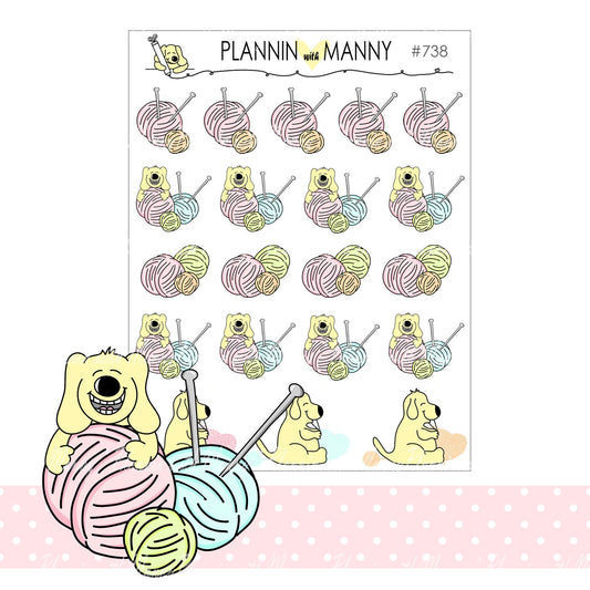 738, KNITTING PLANNER STICKERS, Knit Planner Stickers, Yarn Planner Stickers, Crafting Planner Stickers,Balls of Yarn Stickers,Diecuts