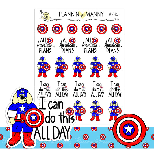 745 CAPTAIN MANNY Planner Stickers - Puppy Power Collection