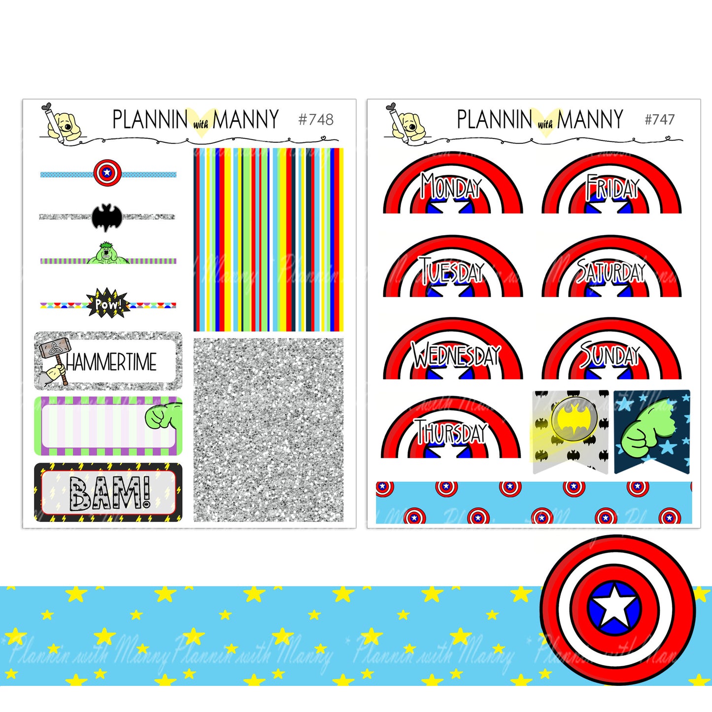 748 Super Hero Header Stickers -Puppy Power Collection