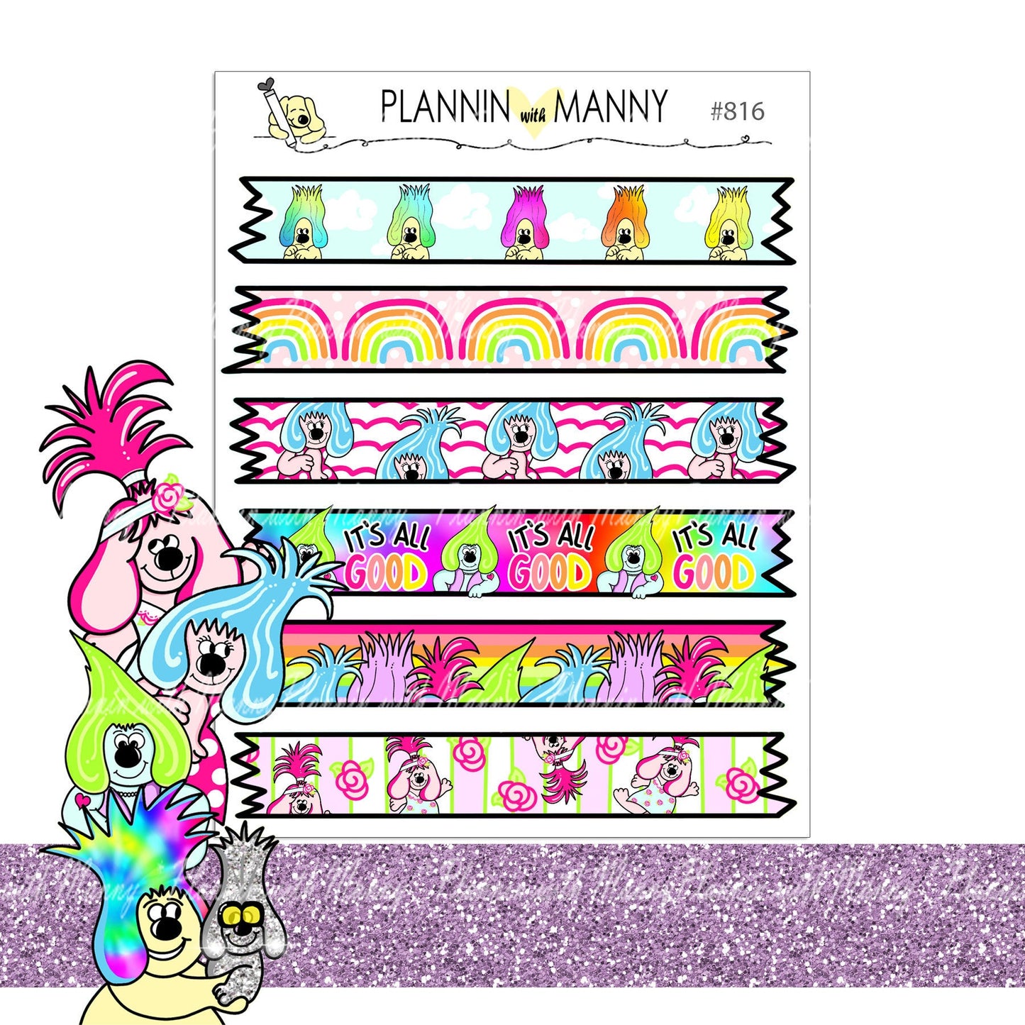 816 TROLLIN WASHI STRIP Planner Stickers