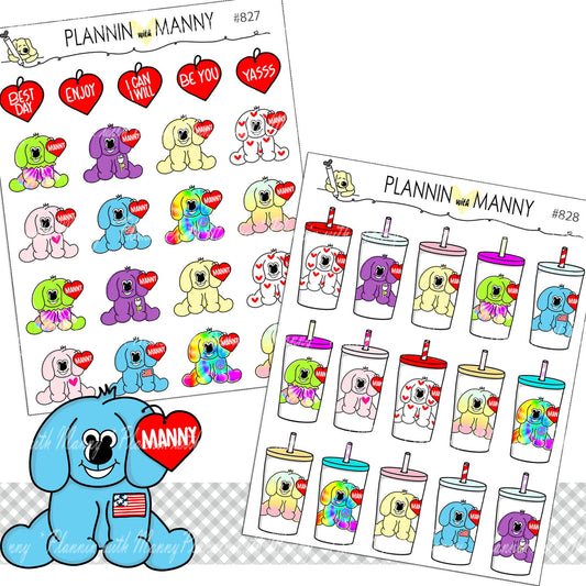 827 & 828 BEANIE BABY MANNY Stickers and Tumbler Stickers and Die Cuts