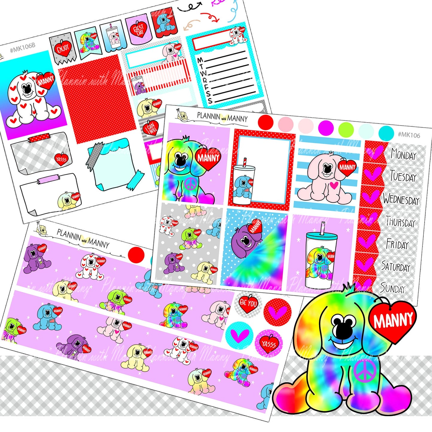 827 & 828 BEANIE BABY MANNY Stickers and Tumbler Stickers and Die Cuts