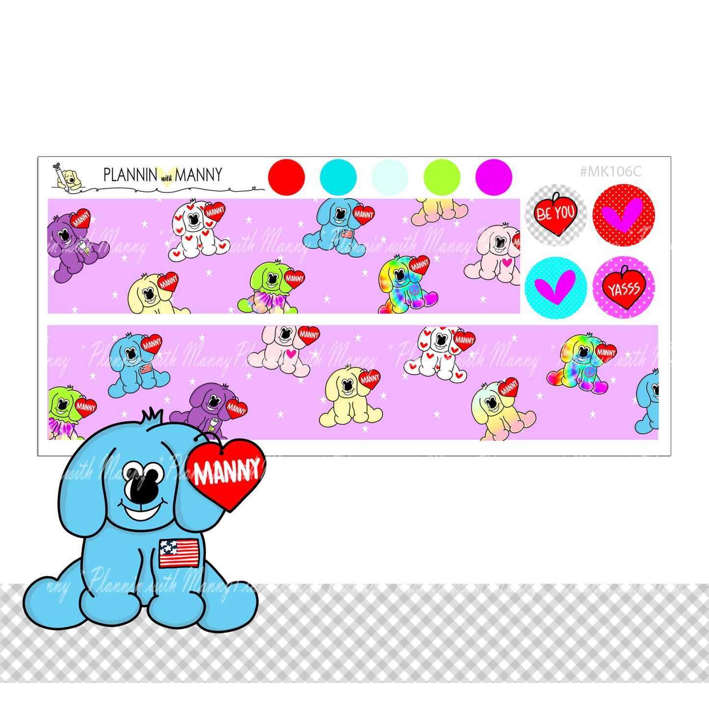 827 & 828 BEANIE BABY MANNY Stickers and Tumbler Stickers and Die Cuts