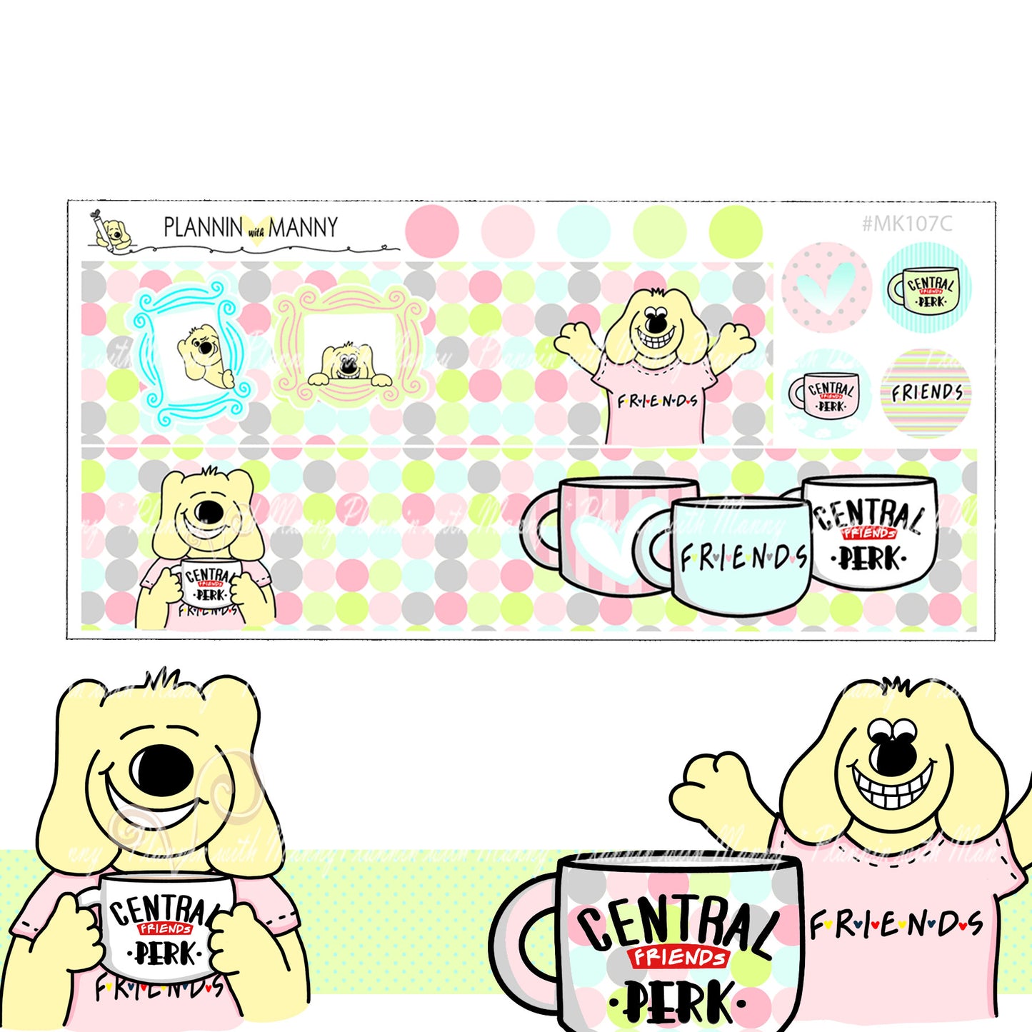 829, MK107, Friends Planner Stickers, Coffee Shop Stickers, Coffee Date Stickers,Central Perk Stickers