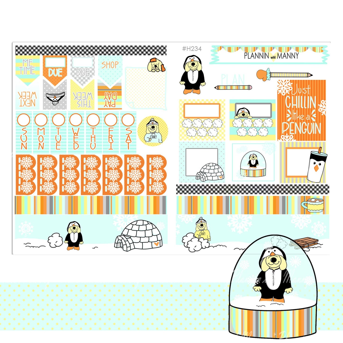 H234 HOBONICHI Weekly Planner Stickers - Penguin Life Collection