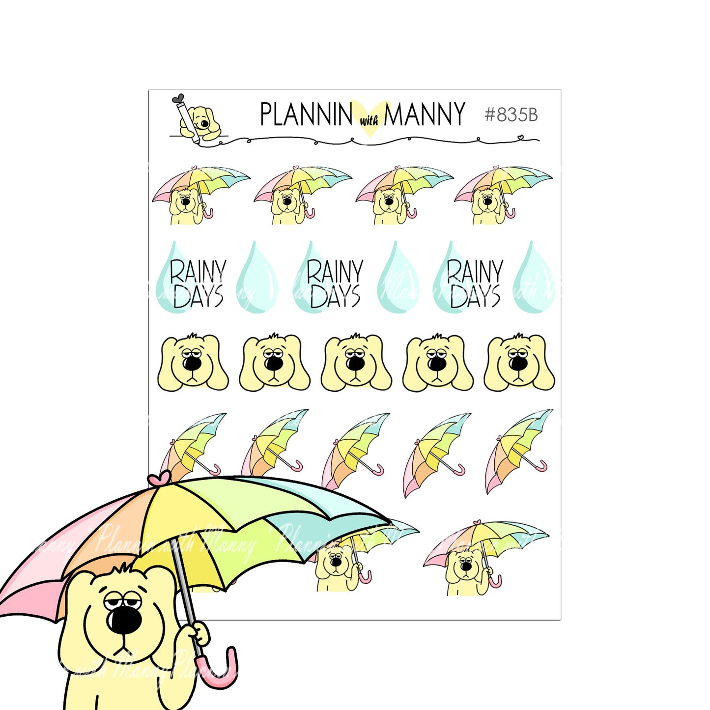 835, RAINY DAYS Planner Stickers,One of Those Days Stickers,Umbrella Stickers, Weather Stickers, Mood Stickers