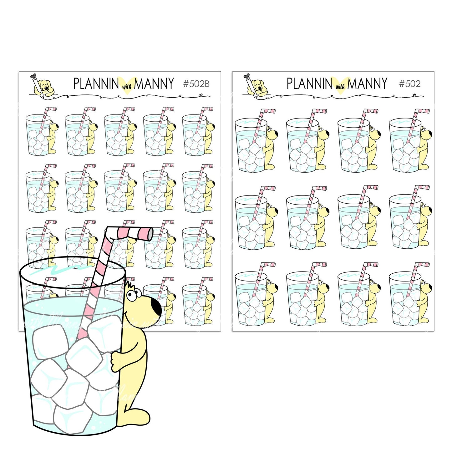 502 502B Water Tracker Planner Stickers