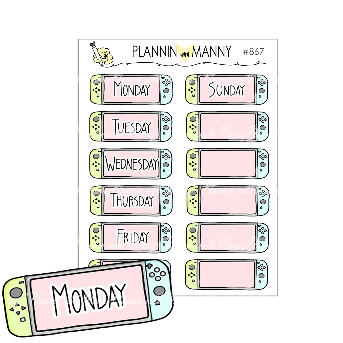 867 SWITCH DATE COVER Planner Stickers and Write Ins -Manimal Crossing Collection