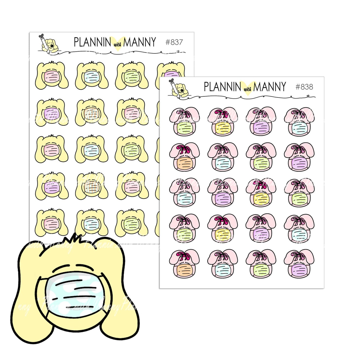 837, 838 Masked Manny and Annie Planner Stickers