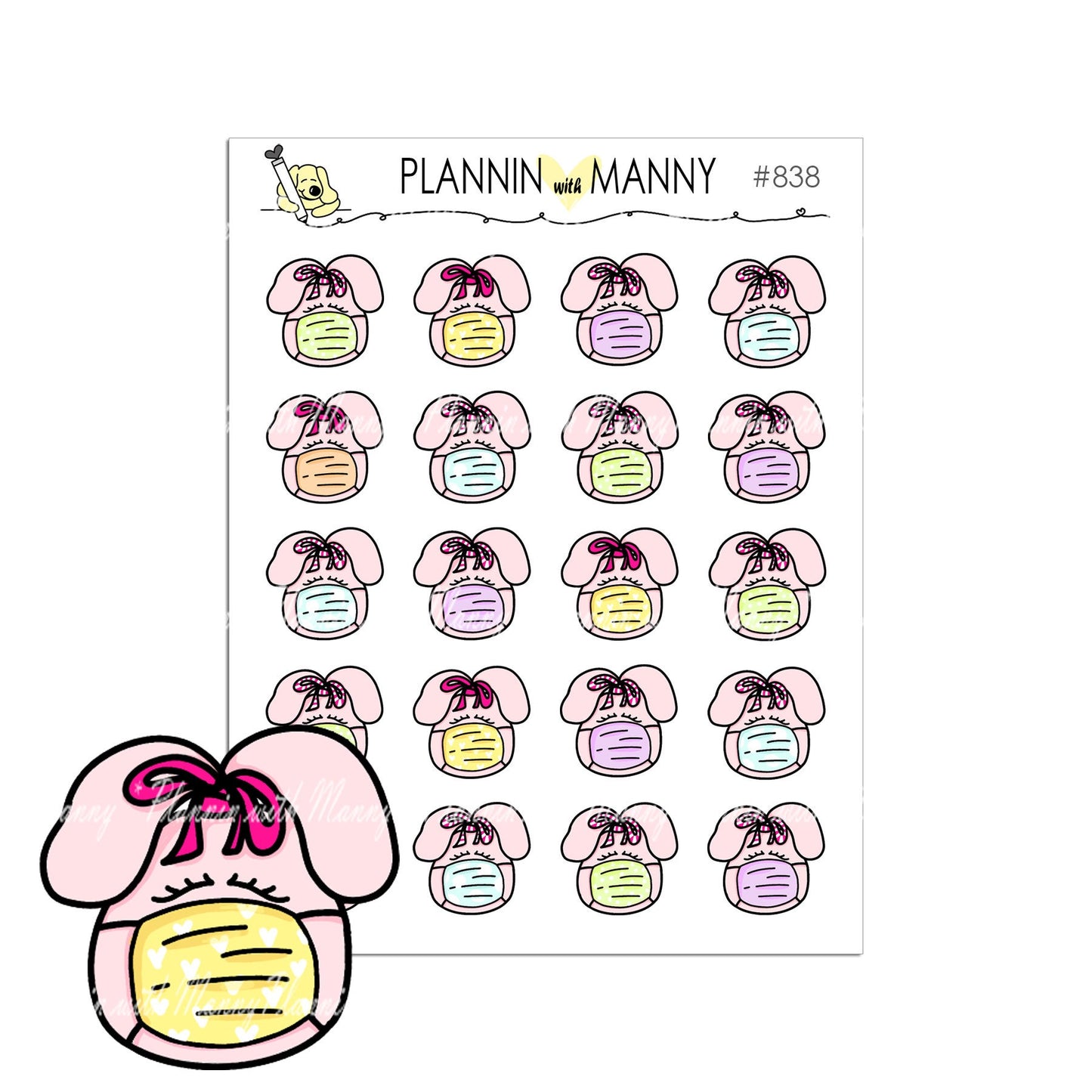 837, 838 Masked Manny and Annie Planner Stickers