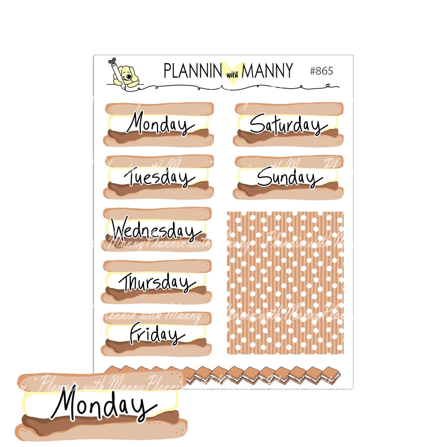 865 SMORE DATE COVER Planner Stickers - Happy Camper Collection