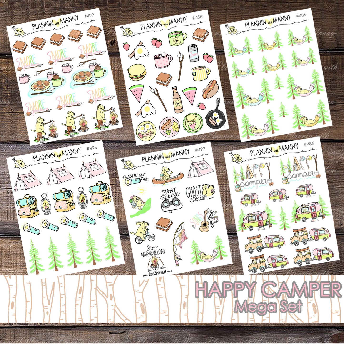 865 SMORE DATE COVER Planner Stickers - Happy Camper Collection