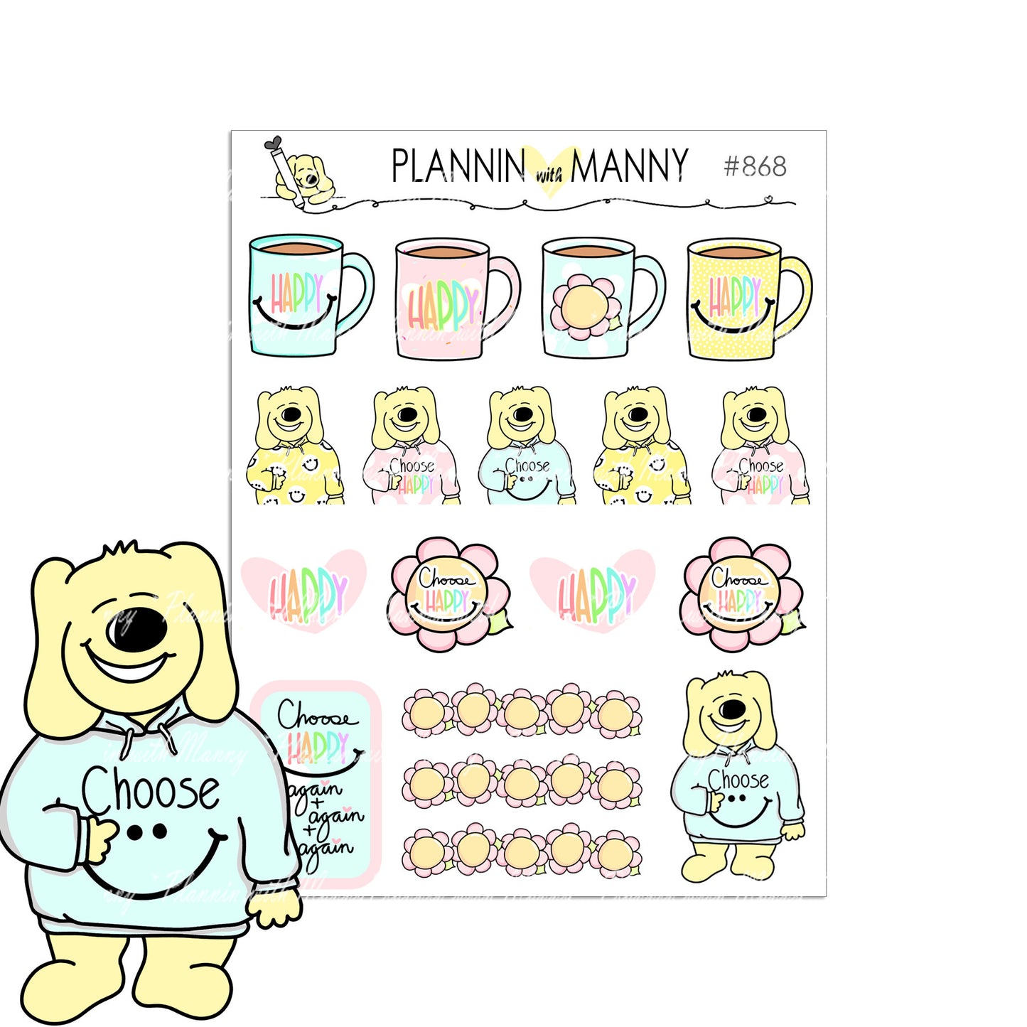 869 VERTICAL MINI Weekly Planner Stickers - Choose Happy Collection